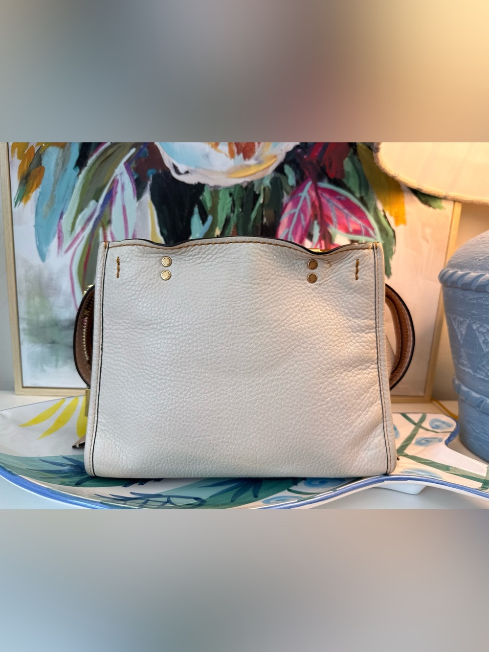 Preowned Authentic Coach 1941 Rogue 25 with floral appliqué chalk - Picture 3 of 16
